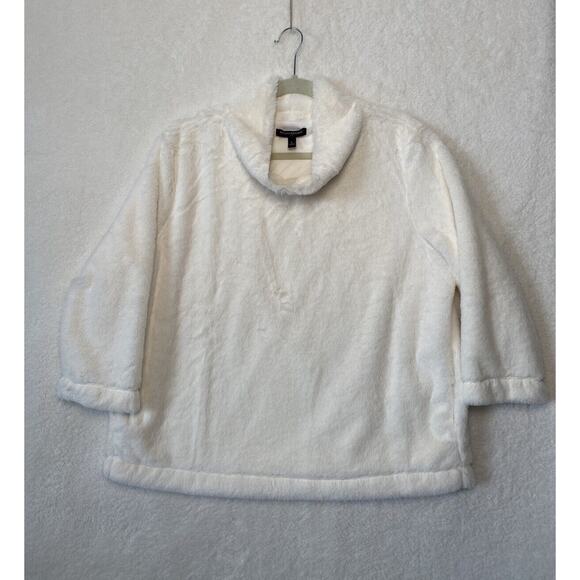 Banana Republic Women’s 3/4 Sleeves Teddy Bear Sweater Soft Pockets Ivory Size L - Picture 1 of 14